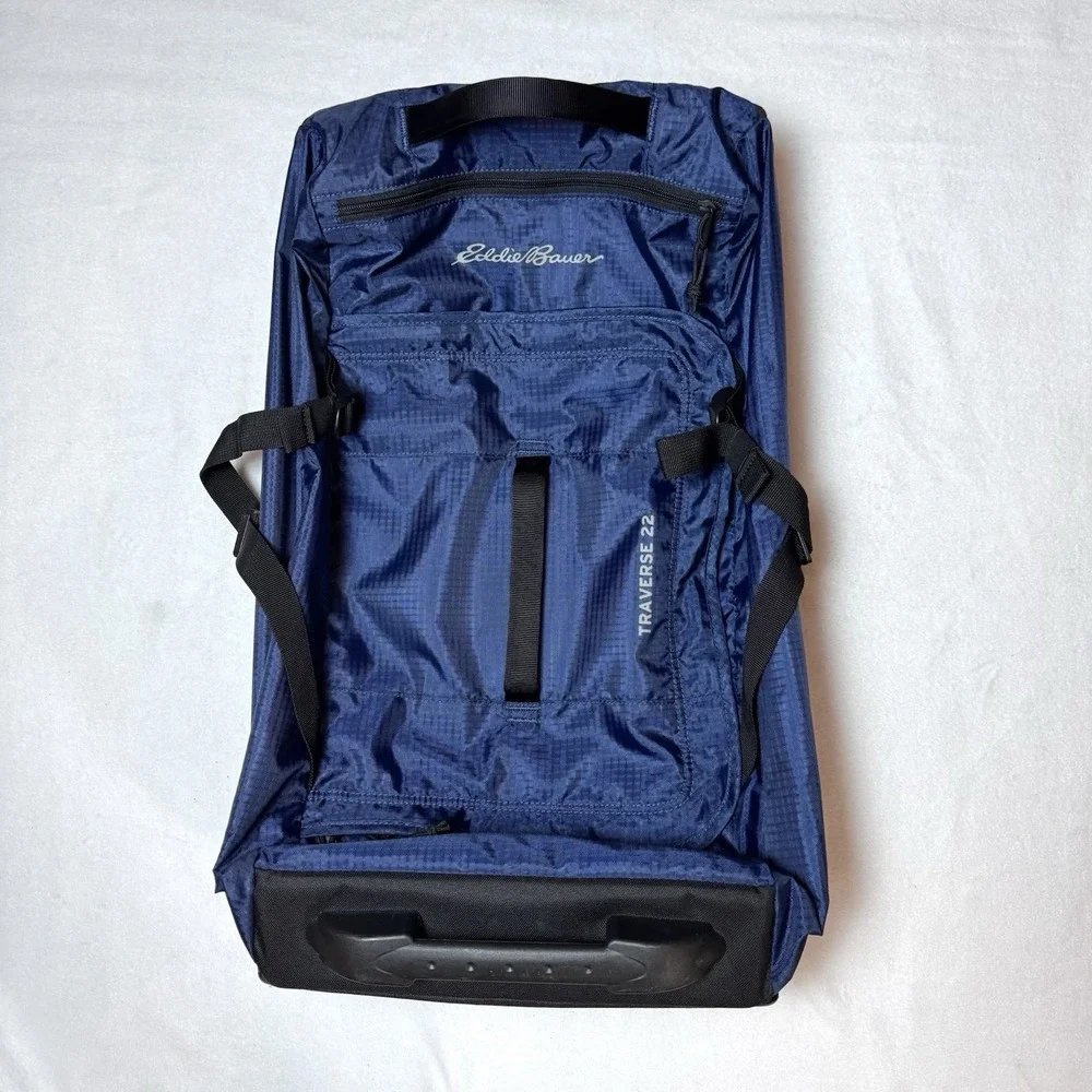 Eddie Bauer Traverse 22 Rolling Duffel Luggage Bag Carry On Duffle Suitcase Blue